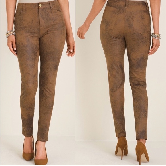 Chicos Sz 2 Regular ( US 12) Medium Md Brown
Vegan Faux Suede Stretchy Slim Leg - Picture 1 of 14
